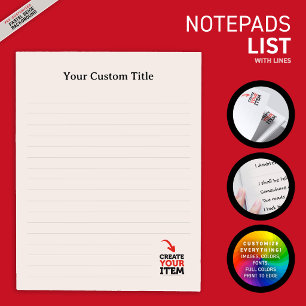 Bloc De Notas CREA-TU-PROPIO Sube tu diseño personalizado rayado