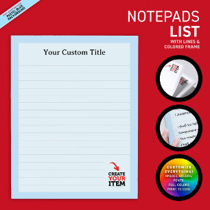 Bloc De Notas CREA-TU-PROPIO Sube tu diseño personalizado rayado