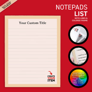 Bloc De Notas CREA-TU-PROPIO Sube tu diseño personalizado rayado