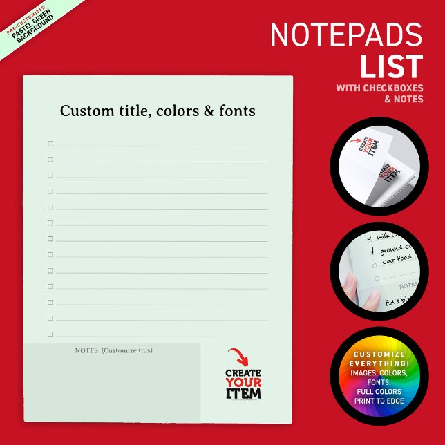 Bloc De Notas CREA-TU-PROPIO Subir diseño personalizado lista (Create your own to-do or grocery list. Edit texts, images, colors, fonts, and upload your own images)