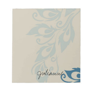 Bloc De Notas Cream Blue Peacock Fethers