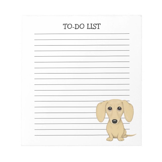 Bloc De Notas Cream Dachshund | Personalizado Cute Wiener Dog Li (Frente)