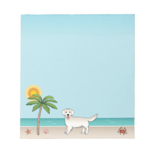 Bloc De Notas Cream Golden Retriever En Una Playa Tropical De Ve