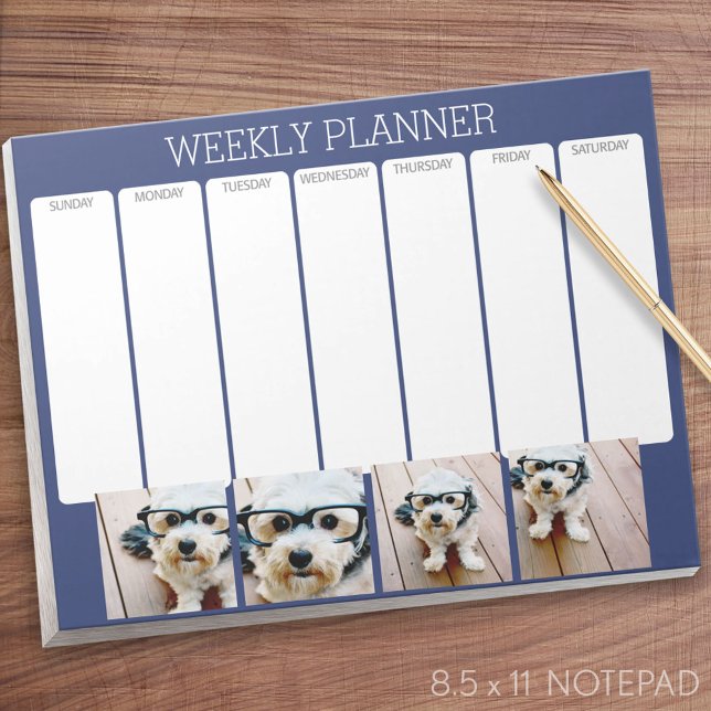 Bloc De Notas Crear su propia Marina de Collage de fotos 4 imáge (Weekly Planner Notepad - Personalized)