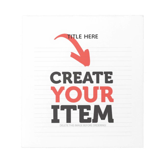 Bloc De Notas CREATE-YOUR-OWN DIY Custom upload your design (Frente)