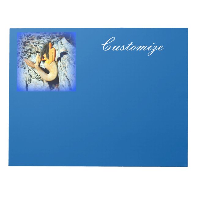 Bloc De Notas crema azul de cabello negro (Frente)