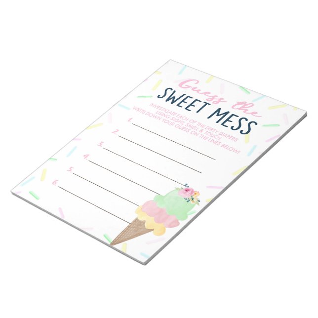 Bloc De Notas Crema De Hielo Adivina La Respuesta Del Dulce Jueg (Lado Derecho)