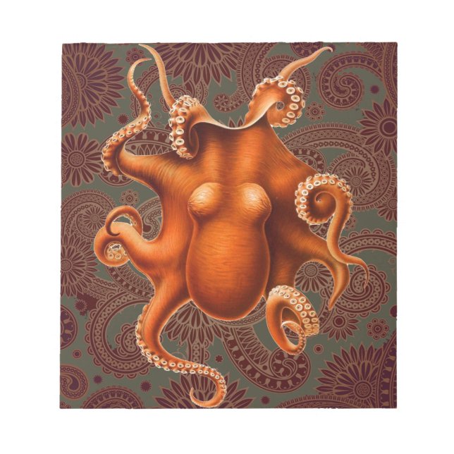 Bloc De Notas Crema de monstruo del mar del Octopus Animal (Frente)