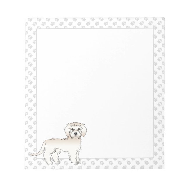Bloc De Notas Crema Mini Goldendoodle Caricatura Perro y Papas (Frente)