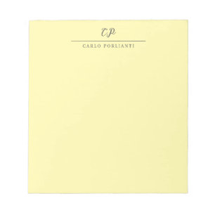 Bloc De Notas Crema Moderna Caligrafía Monogramada Nombre Plano