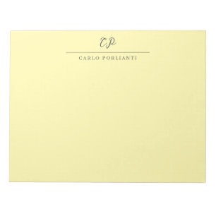 Bloc De Notas Crema Moderna Caligrafía Monogramada Nombre Plano
