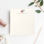 Bloc De Notas Crema personalizada de floral rosa<br><div class="desc">El Notepad presenta una flor rosa de color pansy y acentos botánicos verdes en suaves acuarelas de bonito, sobre un elegante fondo crudo. Añadir un nombre, monograma o mensaje en la coordinación de las letras verdes del cazador oscuro. Para mantener el aspecto único del texto de ejemplo mostrado, utilice un...</div>