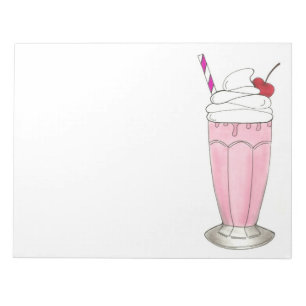 Bloc De Notas Crema rosa de fresa helado sacude el postre de bat