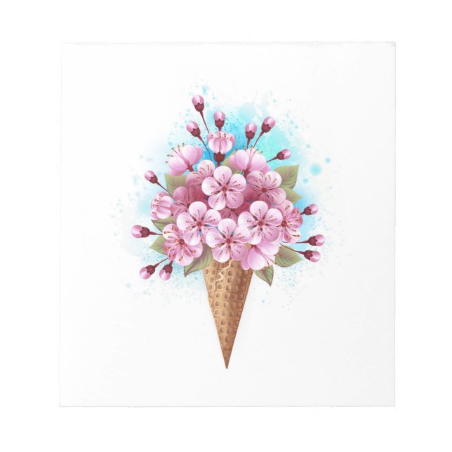 Bloc De Notas Crema rosa de hielo Sakura Waffle Cone (Frente)