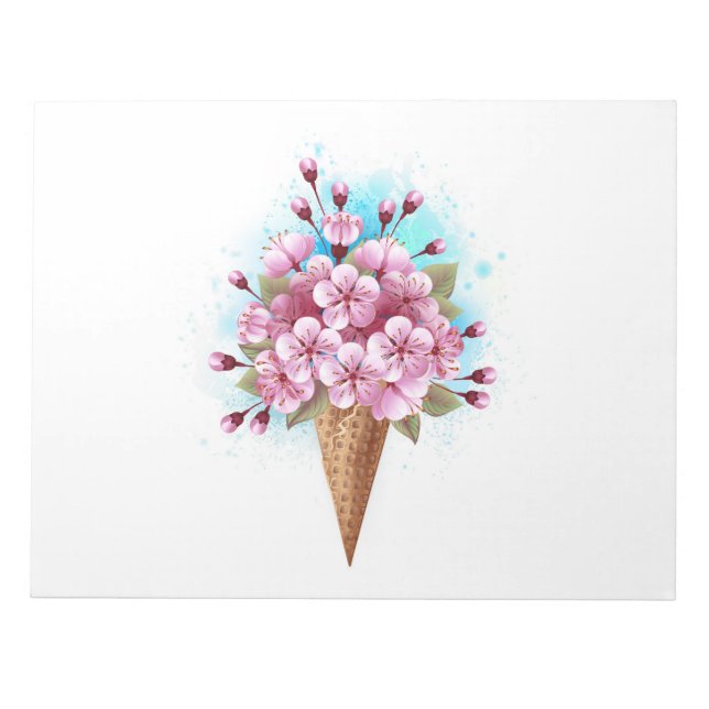 Bloc De Notas Crema rosa de hielo Sakura Waffle Cone (Frente)