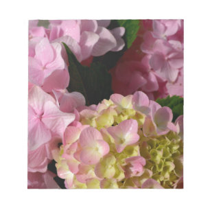 Bloc De Notas Crema rosa Hydrangeas amarillo rosa verde floral