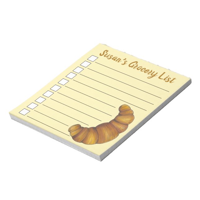 Bloc De Notas Croissant Pastry List de Baker Personalizado (Lado Izquierdo)