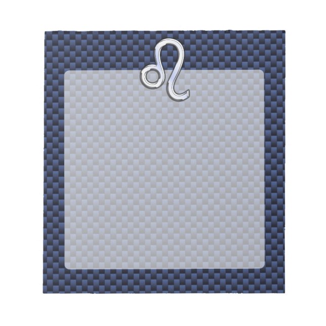 Bloc De Notas Cromado como Leo Zodiac Rótulo Fibra de Carbono Az (Frente)