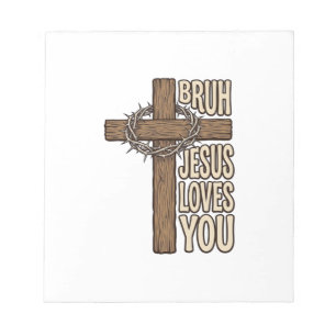 Bloc De Notas Cruz de Bruh Jesús te Ama Vintage Cristiano Vecto