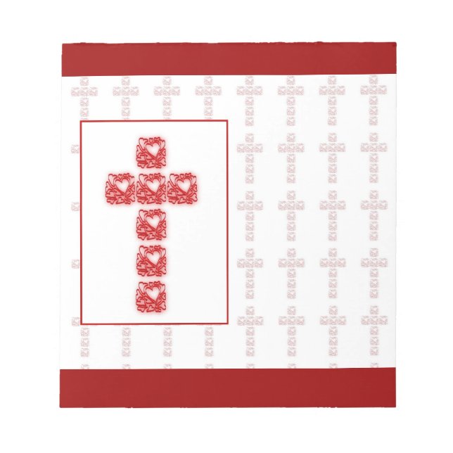 Bloc De Notas Cruz De Corazones En Rojo (Frente)