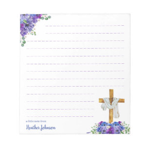 Bloc De Notas Cruz de Pascua cristiana en acuarela personalizada