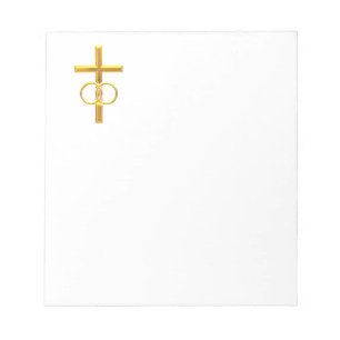Bloc De Notas Cruz Golden 3-D con anillos Bodas