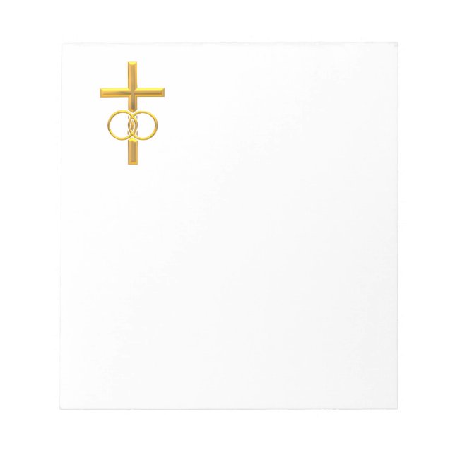 Bloc De Notas Cruz Golden 3-D con anillos Bodas (Frente)
