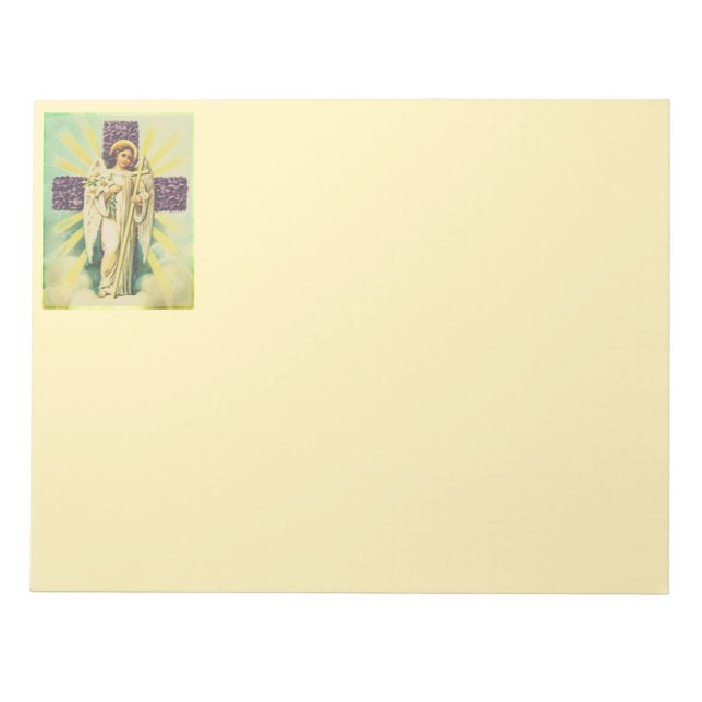 Bloc de notas cruzado con flores moradas (Frente)