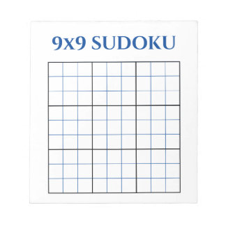 Bloc De Notas Cuadrícula azul 9 x 9 en blanco Sudoku