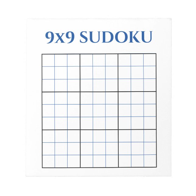 Bloc De Notas Cuadrícula azul 9 x 9 en blanco Sudoku (Frente)