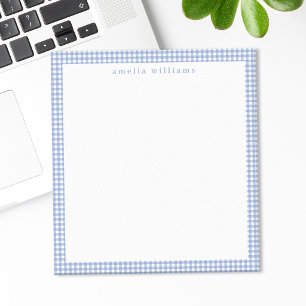 Bloc De Notas Cuadro de Gingham Azul Claro