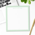 Bloc De Notas Cuadros de Gingham Verde<br><div class="desc">Crea tu propia libreta personalizada con tipografía moderna,  monograma de nombre y patrón de cuadros de gingham verde.</div>