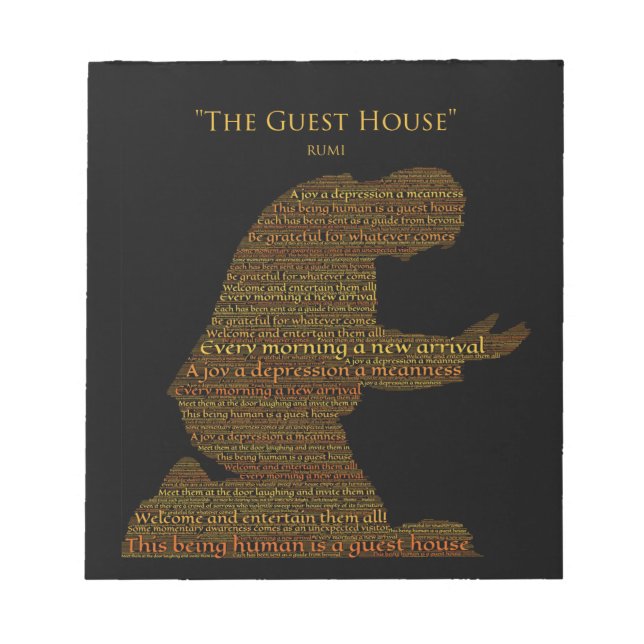 Bloc De Notas Cubierta de poema "The Guest House" de Rumi (Frente)