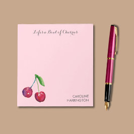 Bloc De Notas Cuenco acuarela de cerezas de coqueta rosa crujien