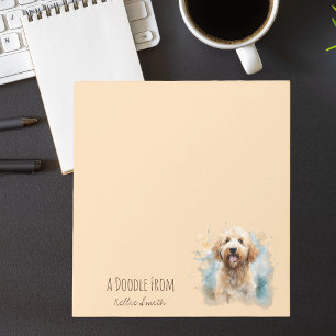 Bloc De Notas Cuidada acuarela Minimalista Goldendoodle Perro