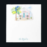 Bloc De Notas Cuidada acuarela Rosa Beach House Note Pads<br><div class="desc">Añade un toque de encanto tropical a tu escritorio con estos adorables bloc de notas, que incluyen una casa de playa rosa pintada a mano de Palm Beach, la artista de acuarela de Florida Victoria Grigaliunas. Con detalles vibrantes como una palmera, una gran garza blanca y un flamenco rosa, este...</div>