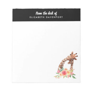 Bloc De Notas Cuidada Giraffe Watercolor Mamá y Bebé Notepad