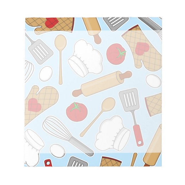 Bloc De Notas Cuidado Chef / Cook Love Pattern Blue (Frente)
