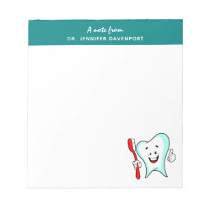 Bloc De Notas Cuidado dental Feliz diente con cepillo de dientes
