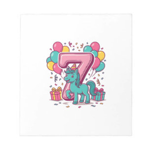 Bloc De Notas Cumpleaños 7 del Caballo Diseño de Vector de Conej