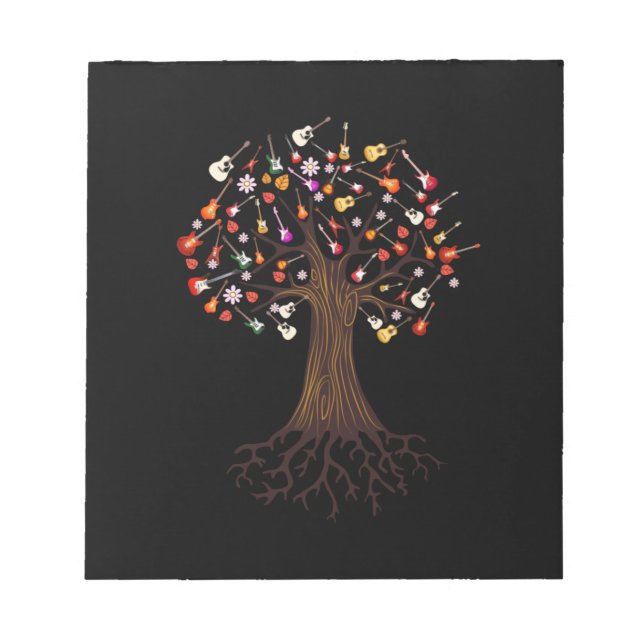 Bloc De Notas Cumpleaños de Guitarista Árbol (Frente)