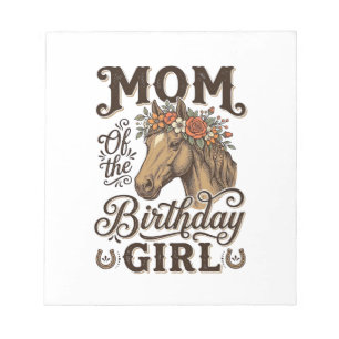 Bloc De Notas Cumpleaños de Mamá Floral Caballo Occidental Camis