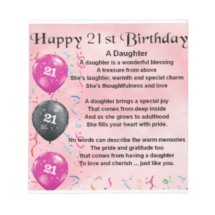 Bloc De Notas Cumpleaños del poema de la hija 21ro