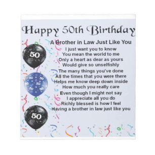 Bloc De Notas Cumpleaños del poema del cuñado 50.o