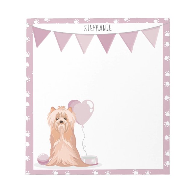 Bloc De Notas Cumpleaños del Terrier de Cute Yorkshire (Frente)