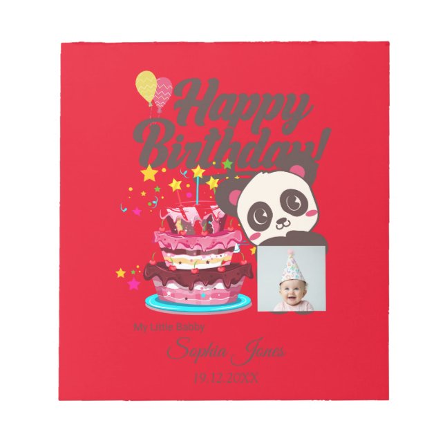 Bloc De Notas Cumpleaños feliz, mi bebé - Foto/nombre del Person (Frente)