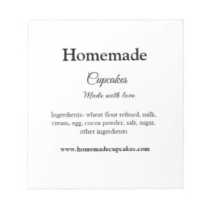 Bloc De Notas Cupcakes caseros hechos con amor agregar texto sit