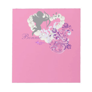 Bloc De Notas Cupid Pearls Floral Heart Pink Small Note Pad