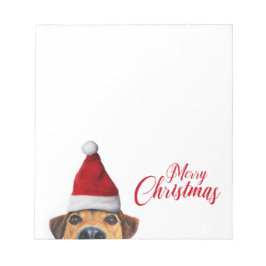 Bloc De Notas Curioso perro gracioso con Santa Hat