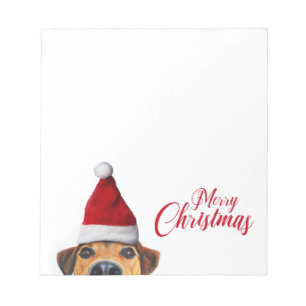 Bloc De Notas Curioso perro gracioso con Santa Hat
